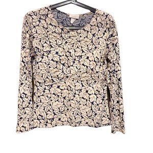 Jonden Linda Leal Size L Vintage Made In USA Long Sleeve Leaves Boho Autumn Cute